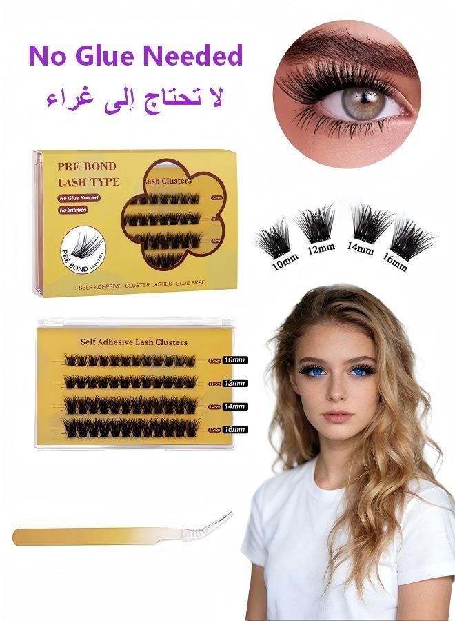 رموش صناعية ذاتية اللصق، لا تحتاج إلى غراء، لا تسبب تهيجًا، مظهر طبيعي، 48 قطعة من الرموش ذاتية اللصق قابلة لإعادة الاستخدام للمبتدئين، وصلات رموش ثابتة للاستخدام المنزلي - Image 1